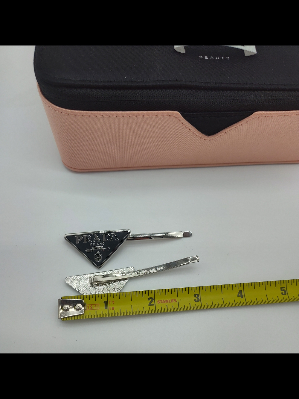 PRADA Beauty Train Case Vanity Storage Box Hair Clips Pink Black Travel NWOT - Picture 4 of 11